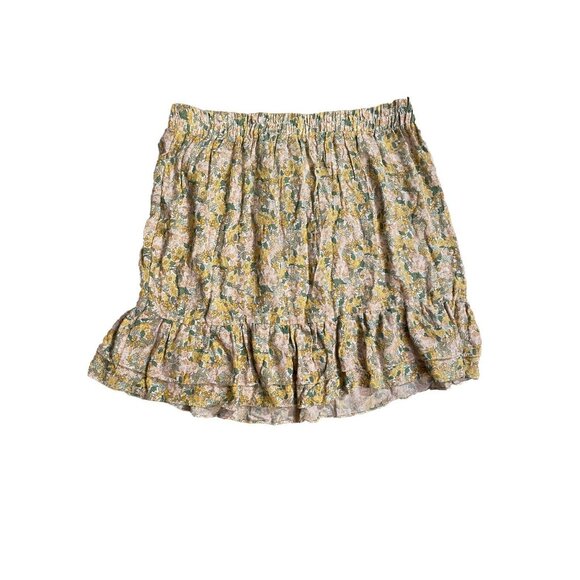 Rachel Zoe Elastic Waist Mini Rayon Ruffled Skirt Yellow Spring Size Medium NEW - Picture 6 of 8